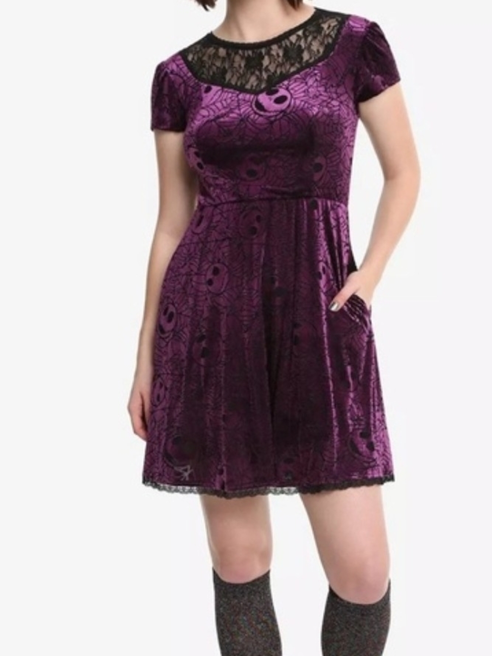Nightmare Before Christmas Purple Velvet Lace Dress SzL